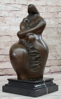Abstract Modern Mother and Child by Botero Bronze Sculpture