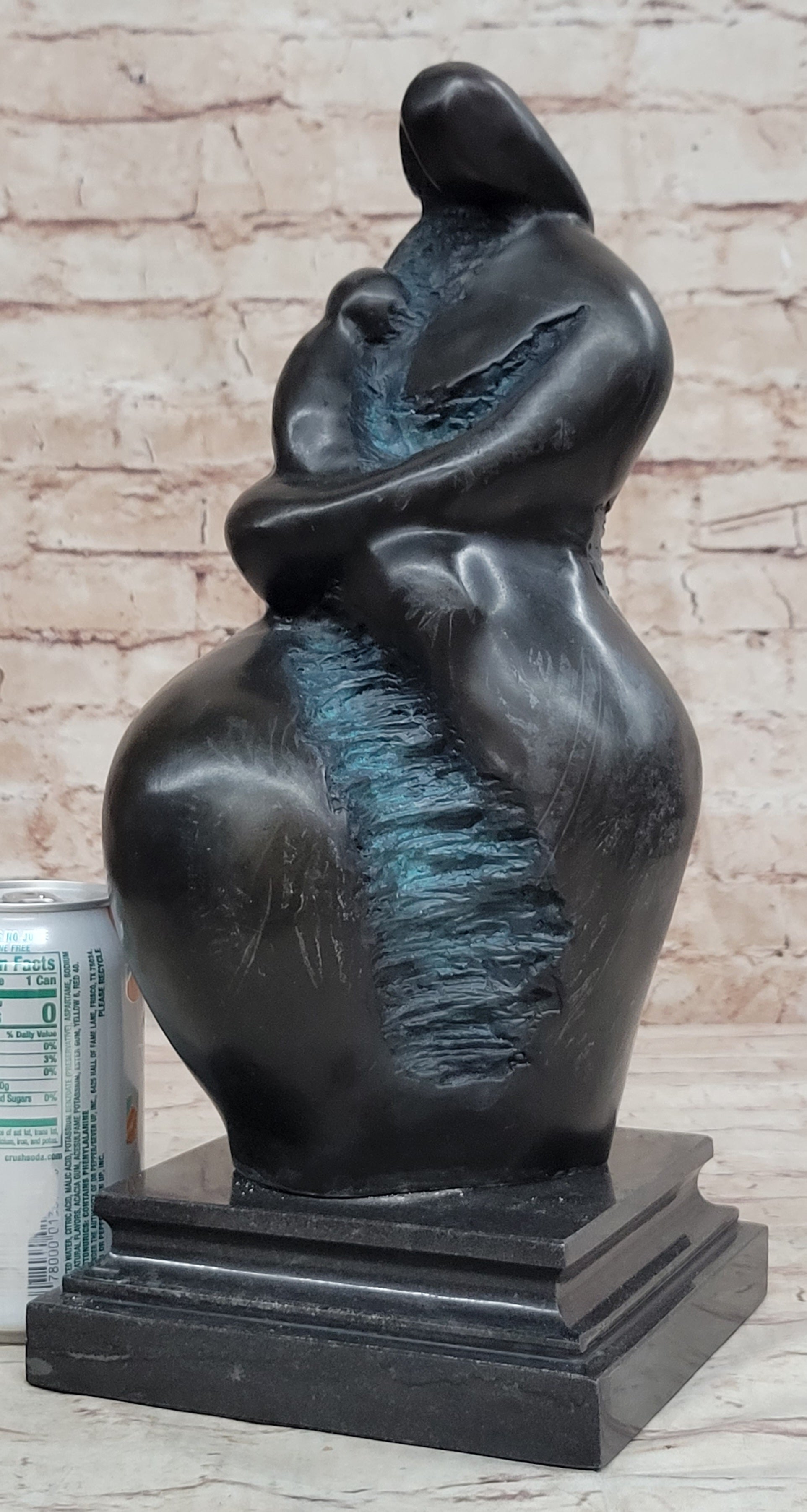 Mother and Child in Green Patina by Botero Bronze Sculpture