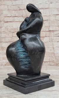 Mother and Child in Green Patina by Botero Bronze Sculpture