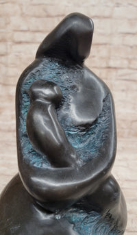 Mother and Child in Green Patina by Botero Bronze Sculpture