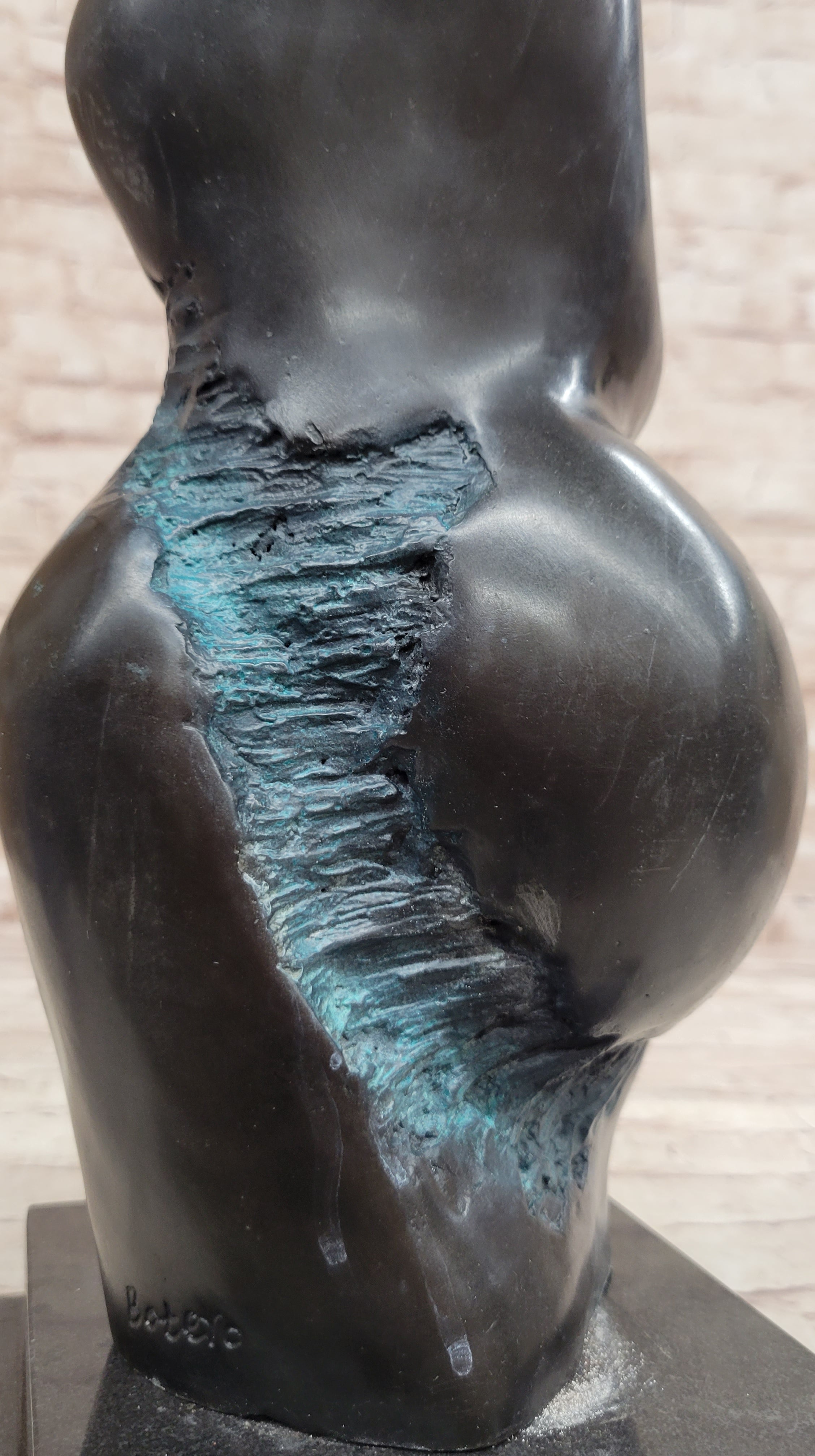 Mother and Child in Green Patina by Botero Bronze Sculpture