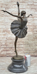 Arabesque Ballet Pose Ballerina Bronze Sculpture on Marble Base
