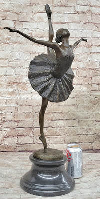 Arabesque Ballet Pose Ballerina Bronze Sculpture on Marble Base