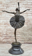 Arabesque Ballet Pose Ballerina Bronze Sculpture on Marble Base