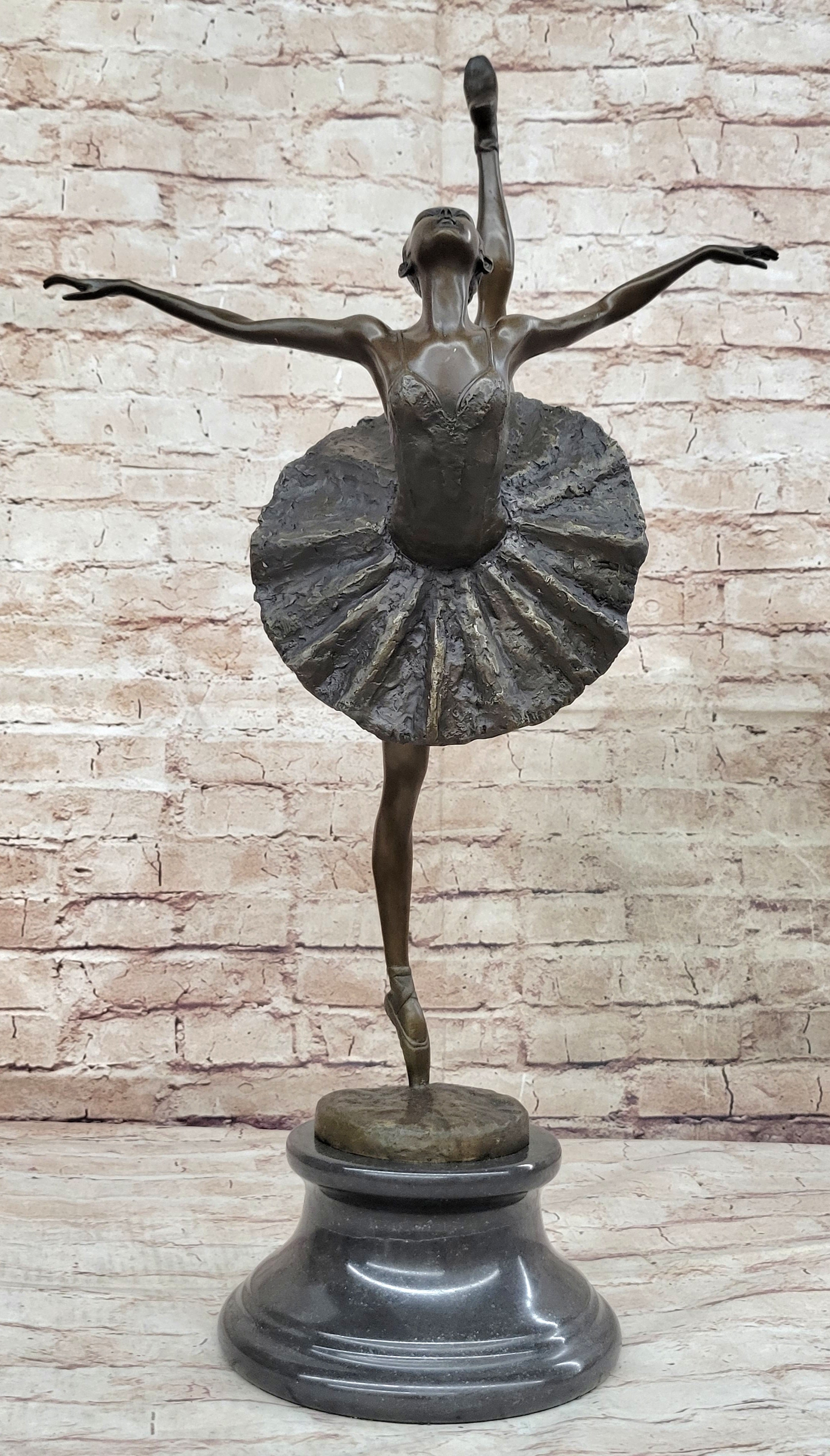 Arabesque Ballet Pose Ballerina Bronze Sculpture on Marble Base