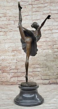 Arabesque Ballet Pose Ballerina Bronze Sculpture on Marble Base
