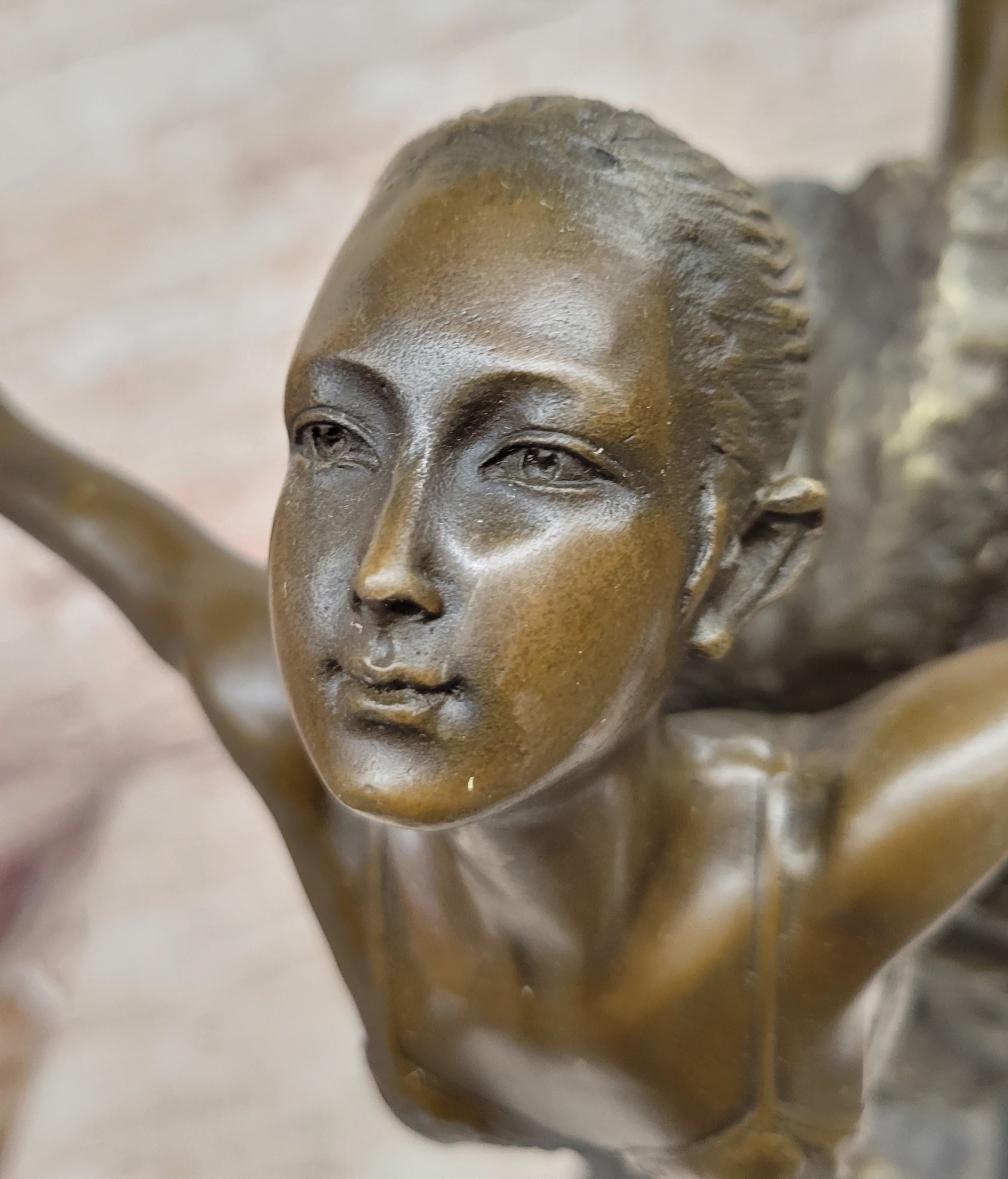 Arabesque Ballet Pose Ballerina Bronze Sculpture on Marble Base