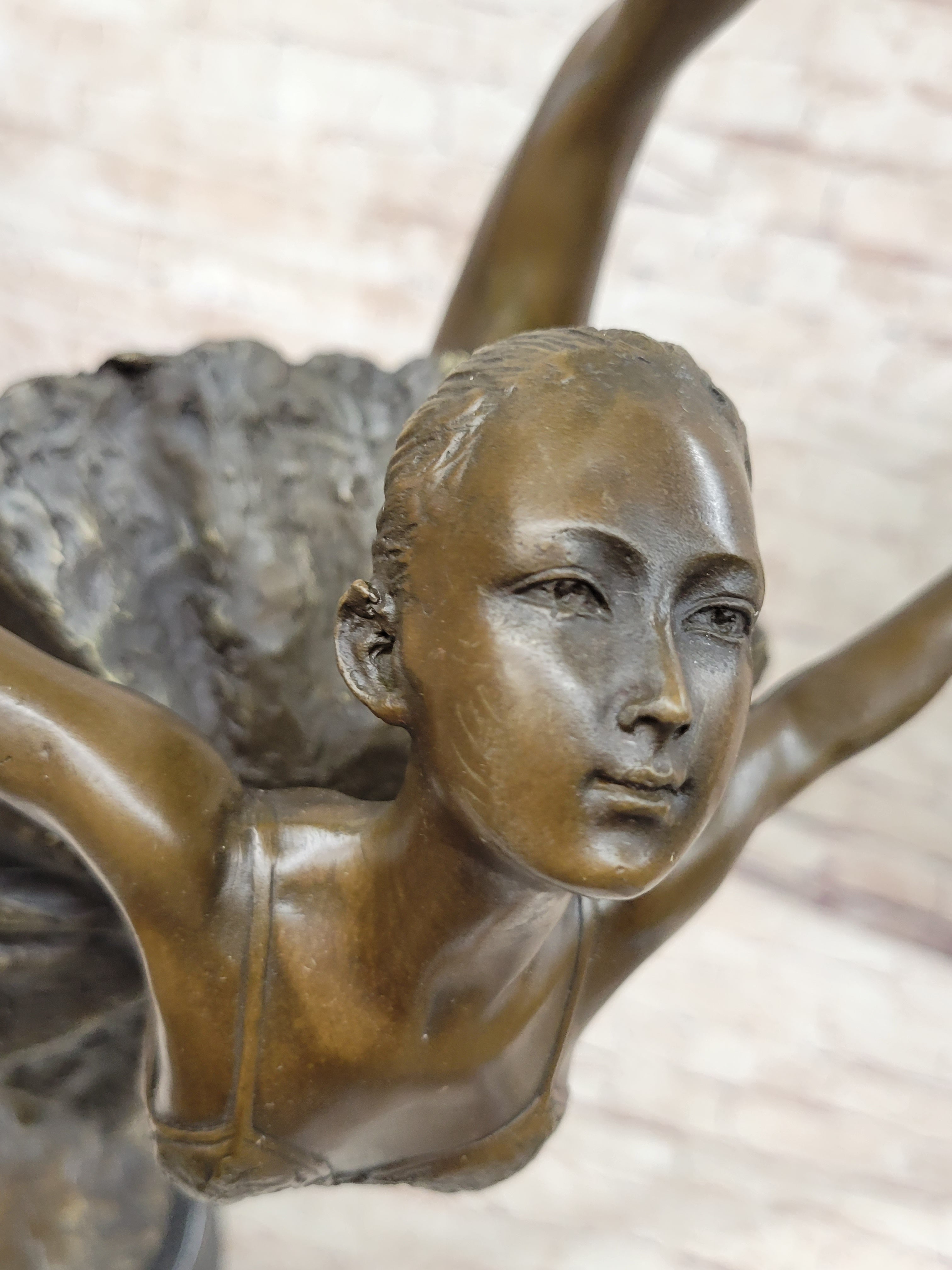 Arabesque Ballet Pose Ballerina Bronze Sculpture on Marble Base