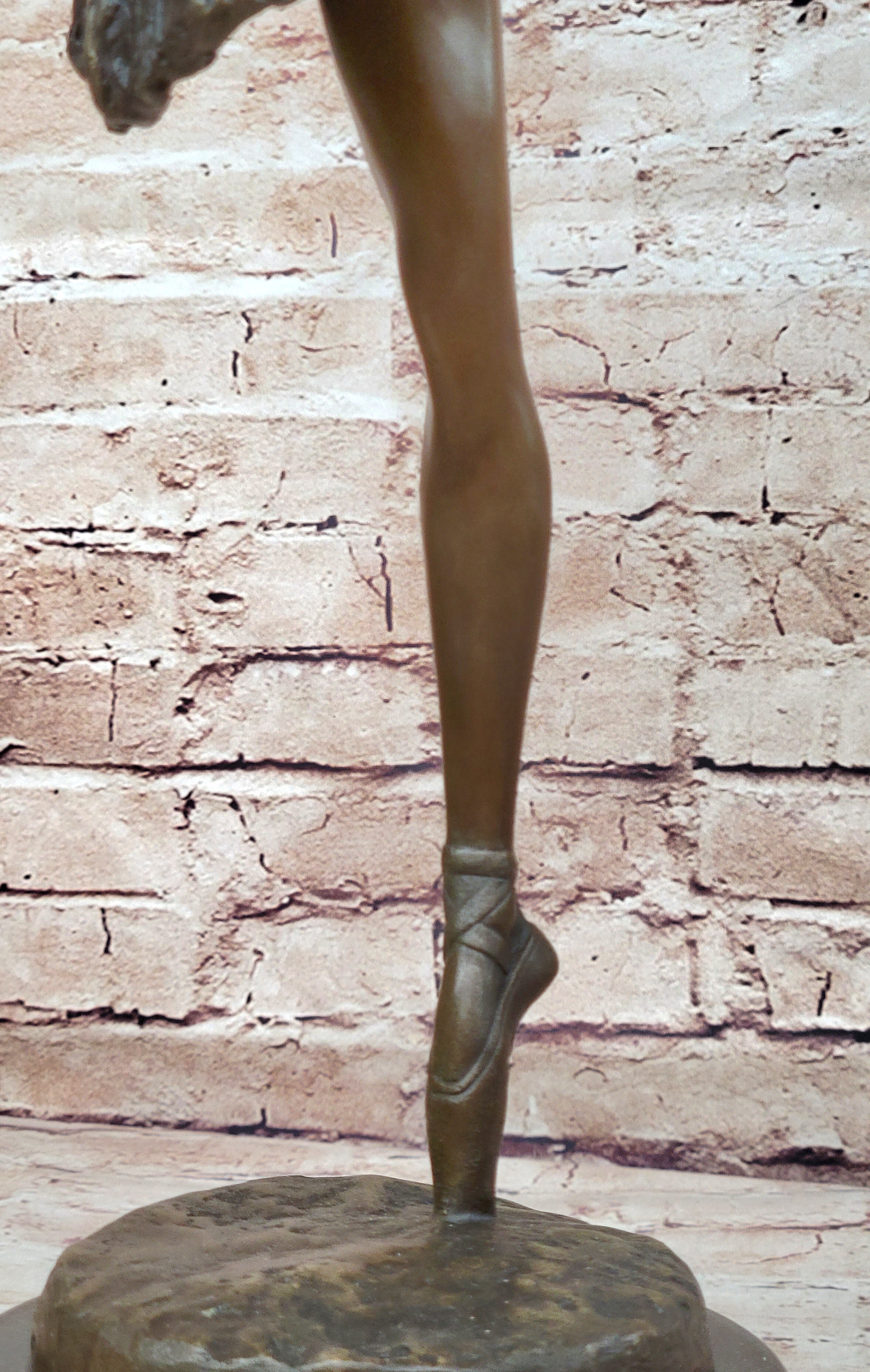 Arabesque Ballet Pose Ballerina Bronze Sculpture on Marble Base