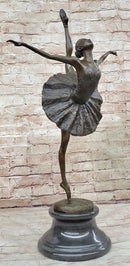Arabesque Ballet Pose Ballerina Bronze Sculpture on Marble Base