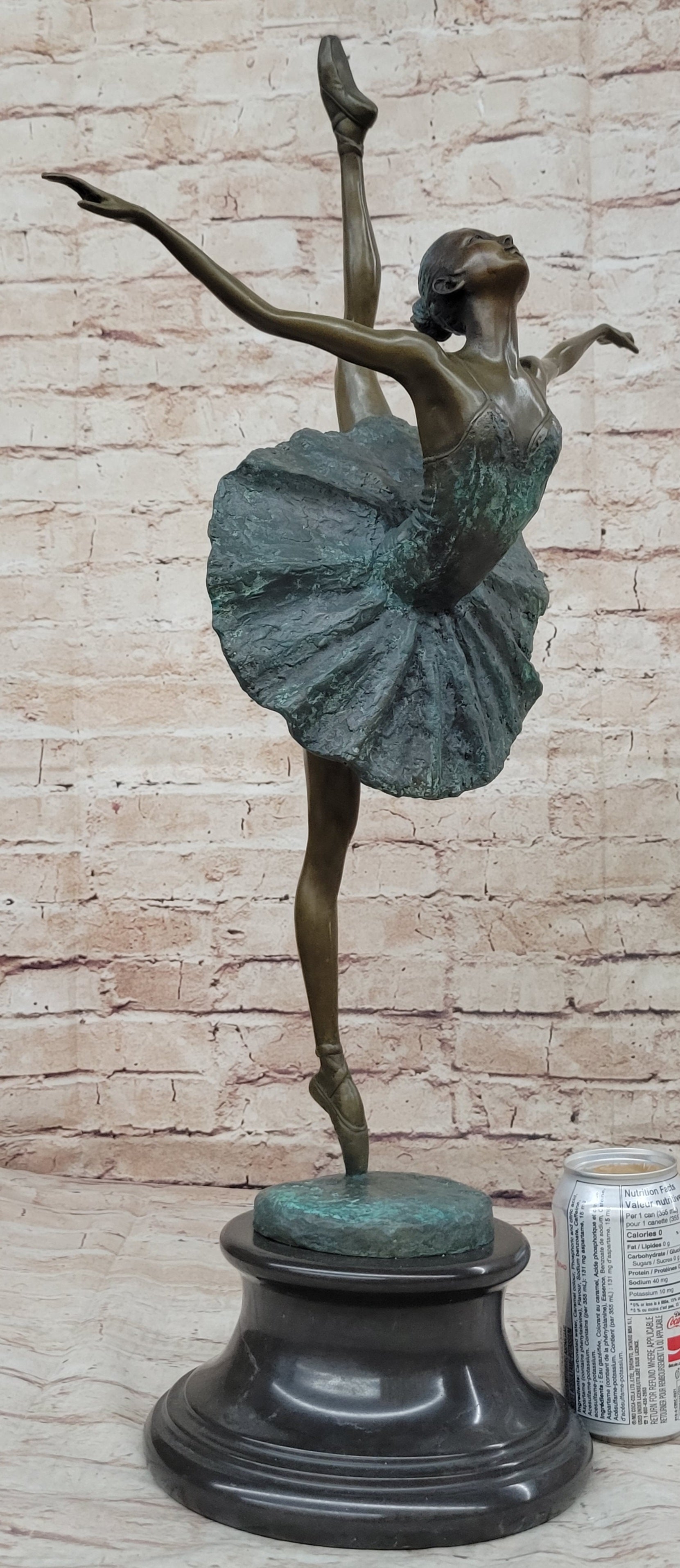 Hot Cast Bronze Arabesque Ballerina Ballet Dancer on Marble Base