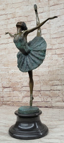 Hot Cast Bronze Arabesque Ballerina Ballet Dancer on Marble Base