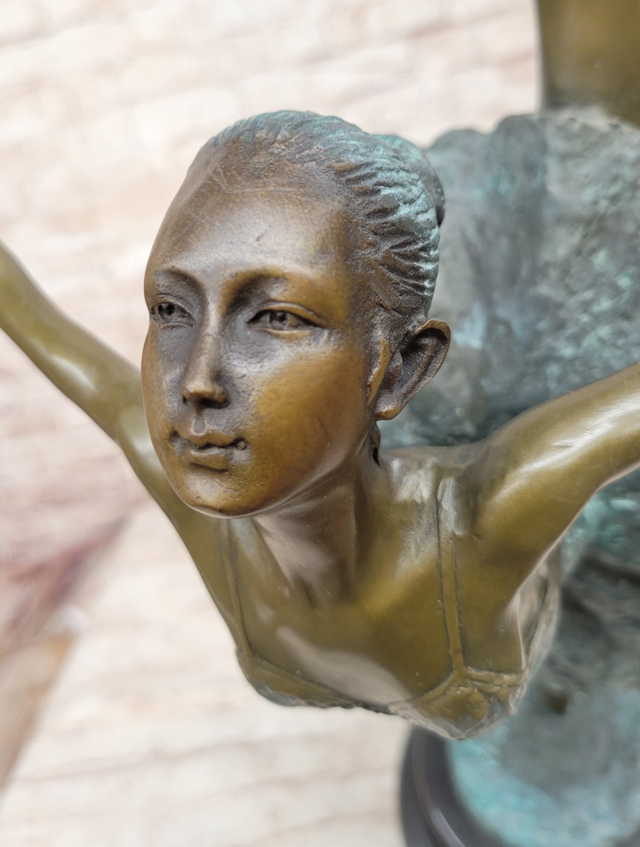 Hot Cast Bronze Arabesque Ballerina Ballet Dancer on Marble Base