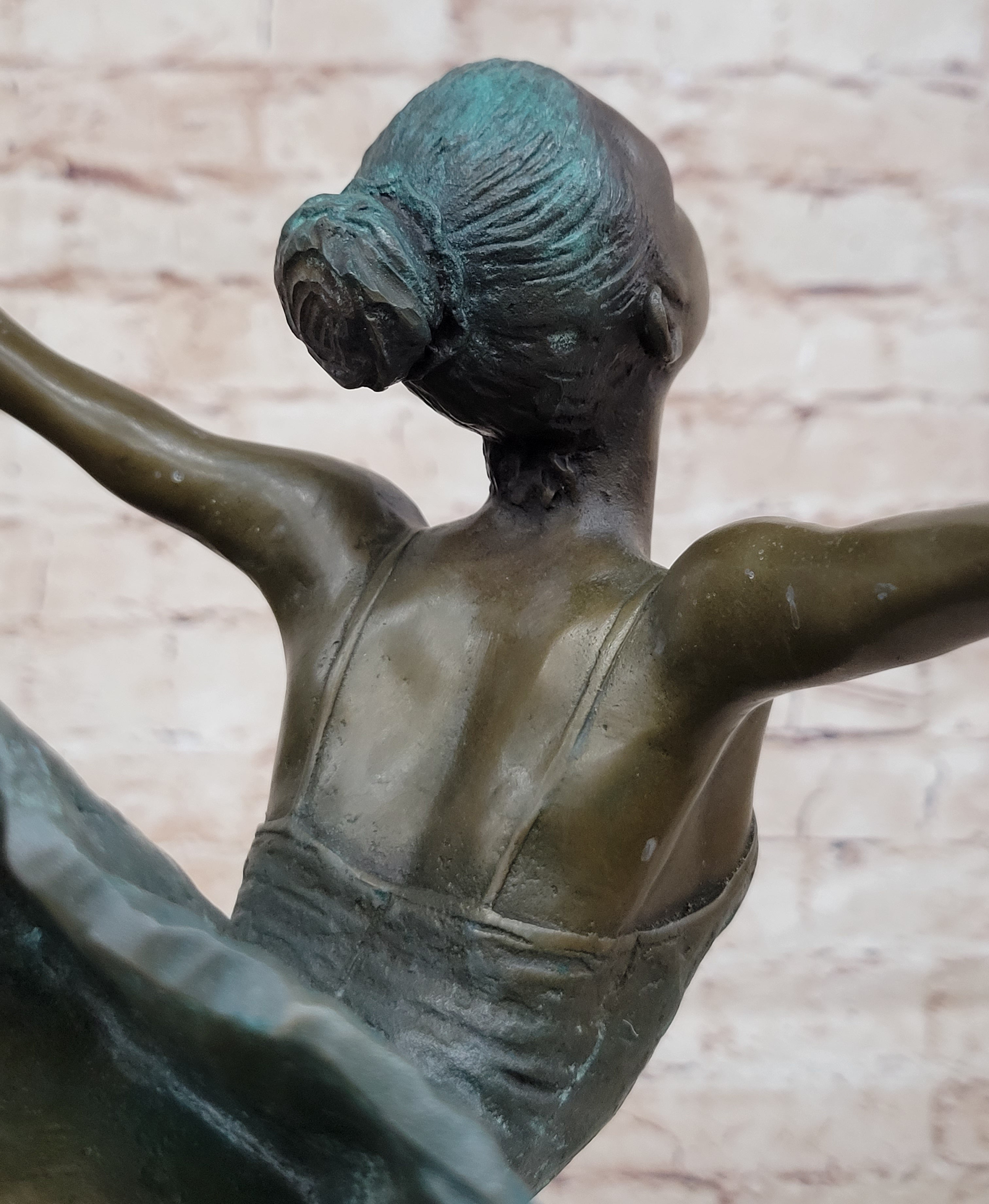 Hot Cast Bronze Arabesque Ballerina Ballet Dancer on Marble Base