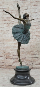 Hot Cast Bronze Arabesque Ballerina Ballet Dancer on Marble Base