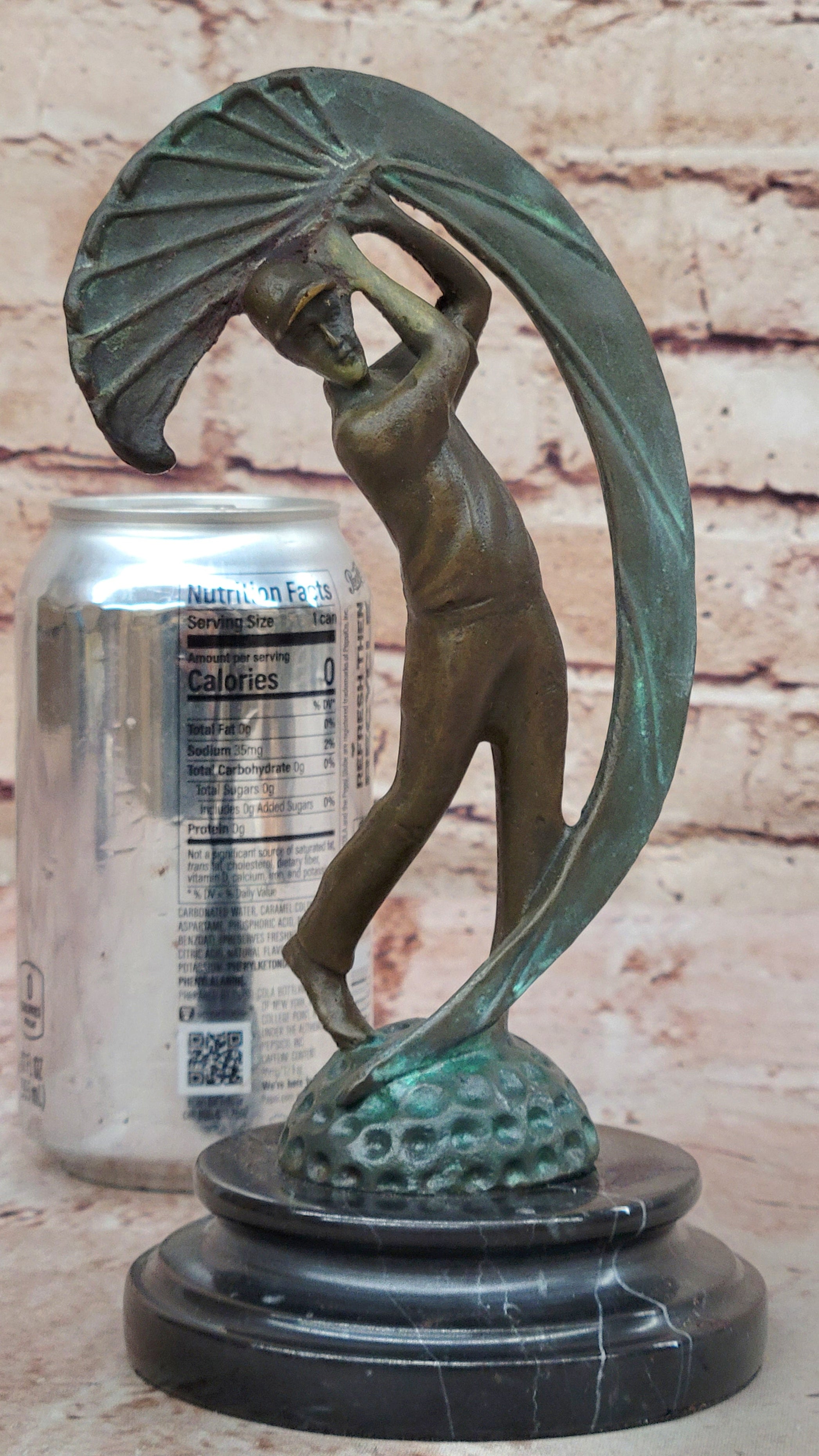 Bronze Golfer Swing Sculpture on Marble Base