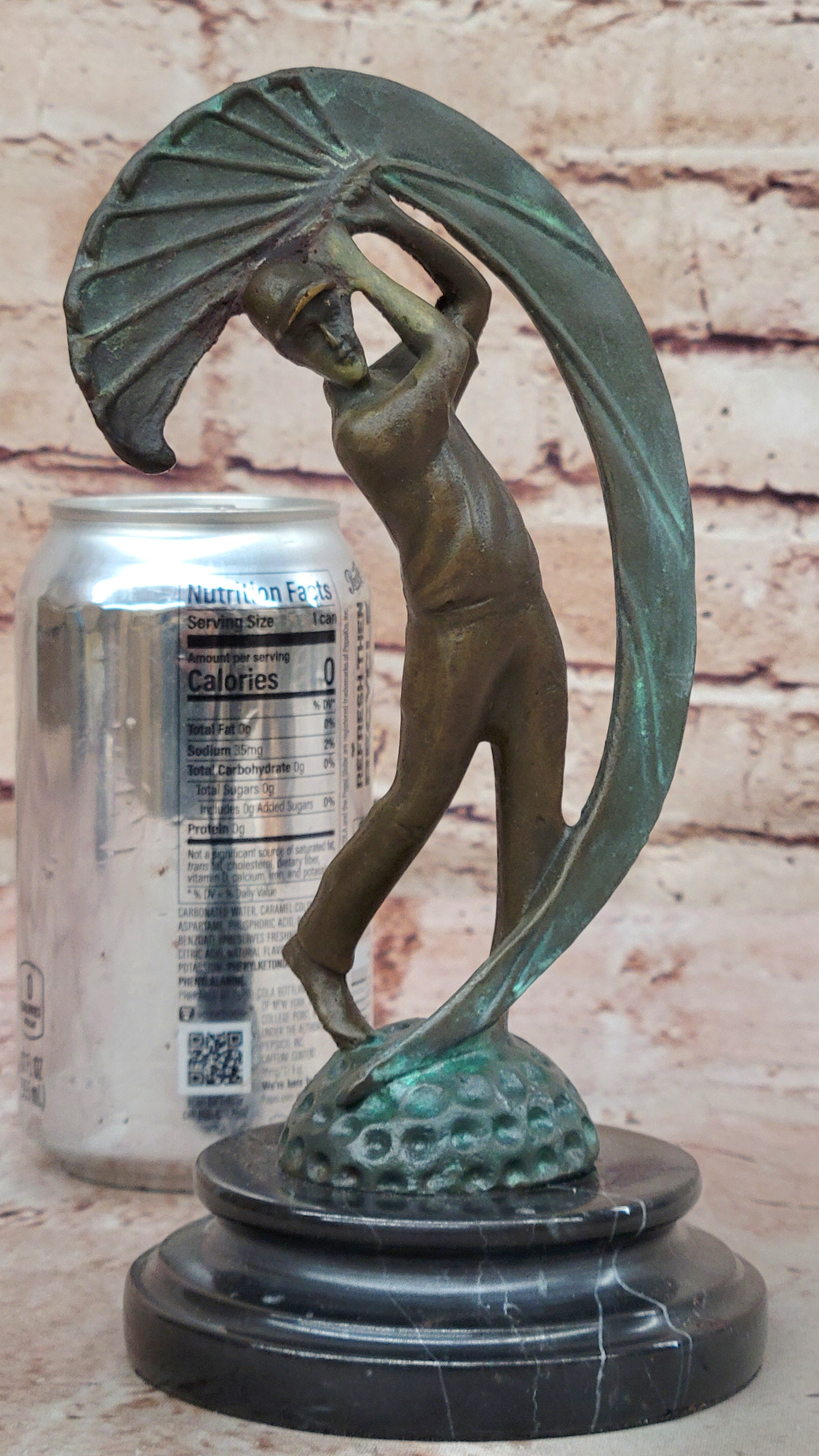 Bronze Golfer Swing Sculpture on Marble Base