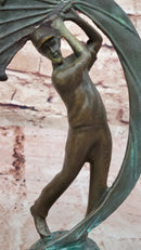 Bronze Golfer Swing Sculpture on Marble Base