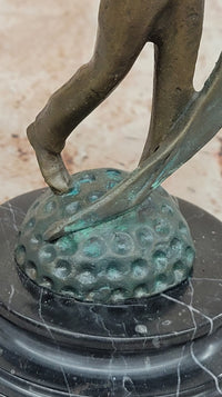 Bronze Golfer Swing Sculpture on Marble Base
