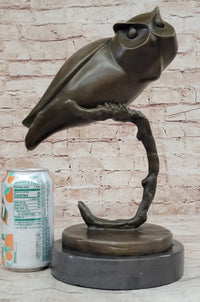 Signed Evan Stone Abstract Modern Art Owl Bronze Sculpture