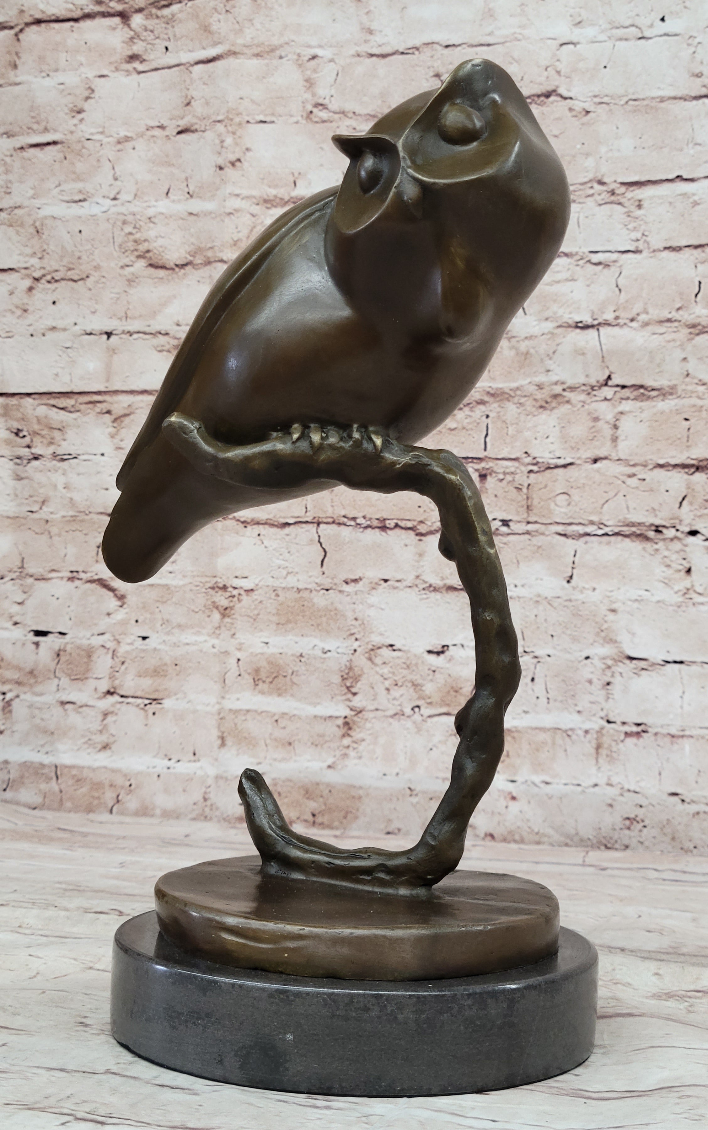 Signed Evan Stone Abstract Modern Art Owl Bronze Sculpture