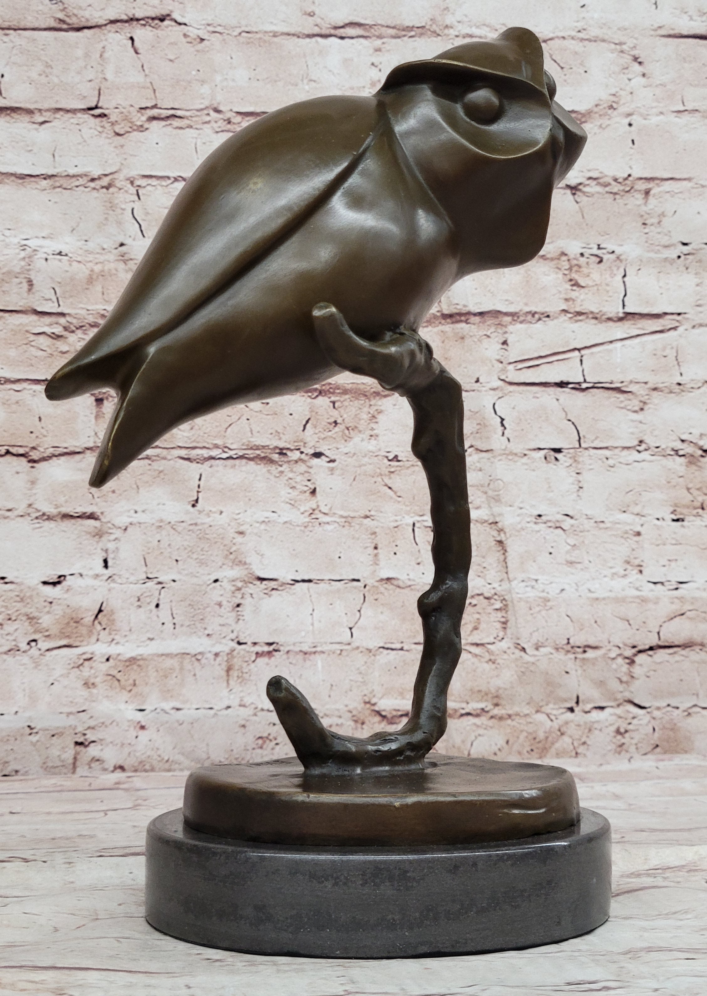 Signed Evan Stone Abstract Modern Art Owl Bronze Sculpture