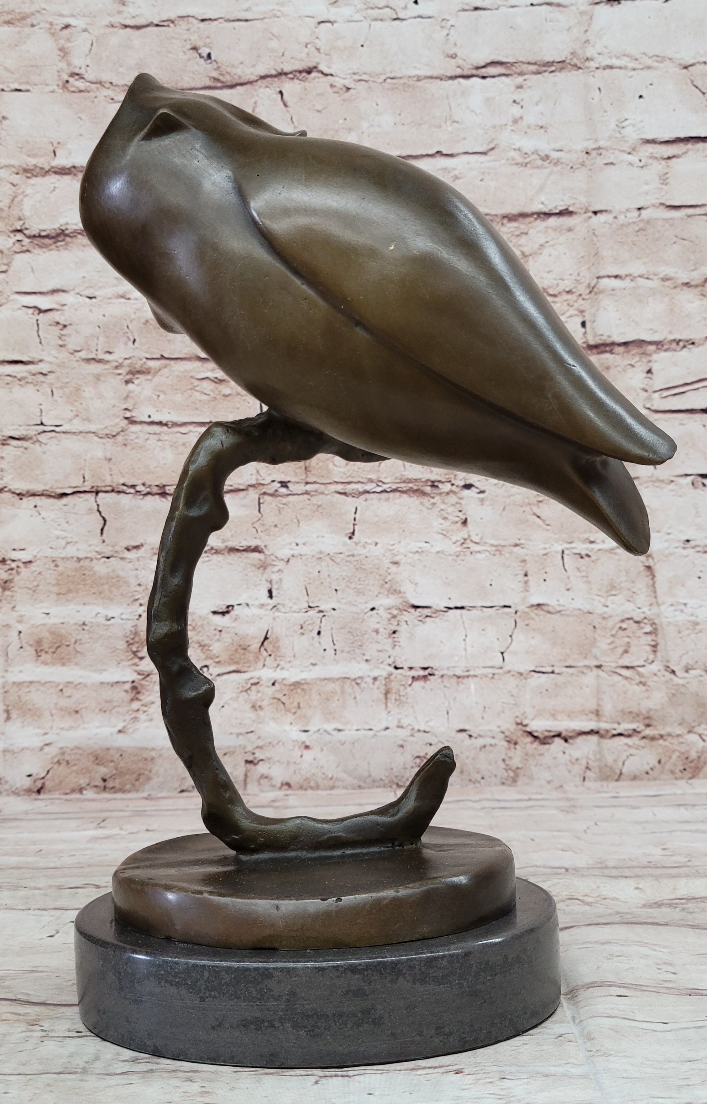 Signed Evan Stone Abstract Modern Art Owl Bronze Sculpture