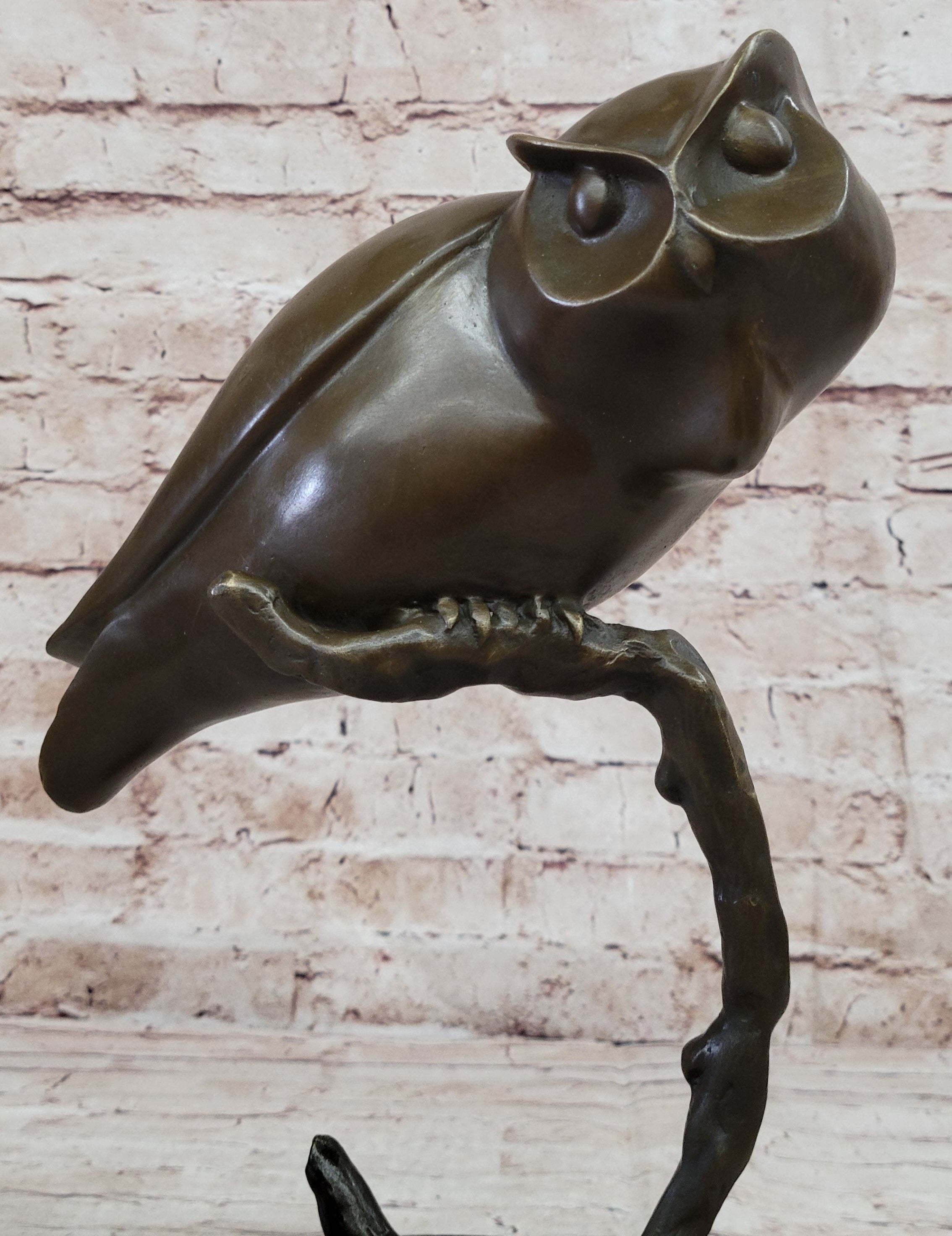Signed Evan Stone Abstract Modern Art Owl Bronze Sculpture