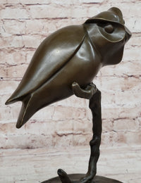 Signed Evan Stone Abstract Modern Art Owl Bronze Sculpture
