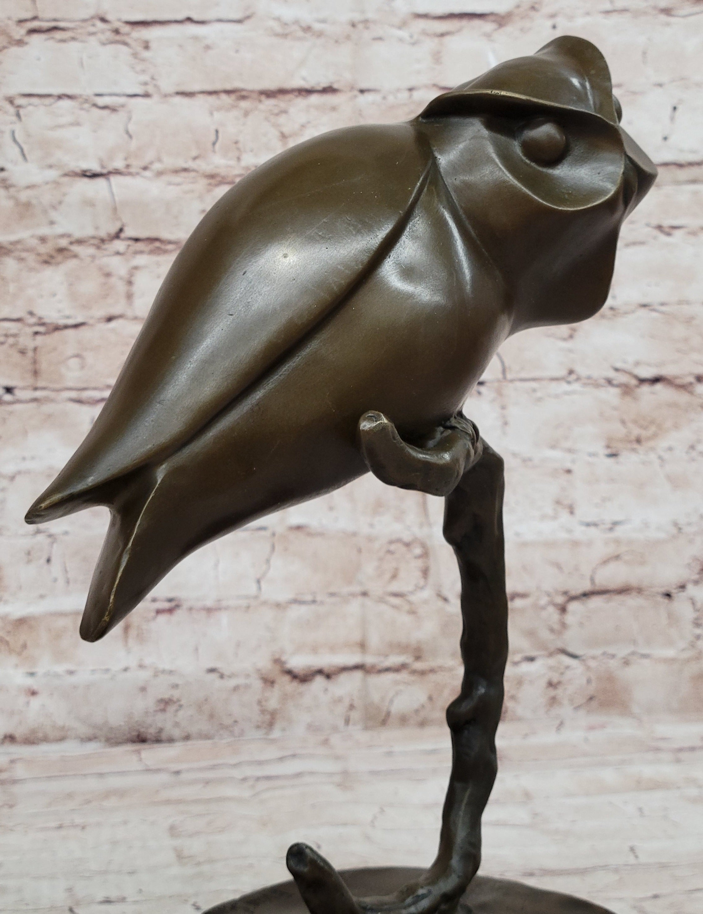Signed Evan Stone Abstract Modern Art Owl Bronze Sculpture