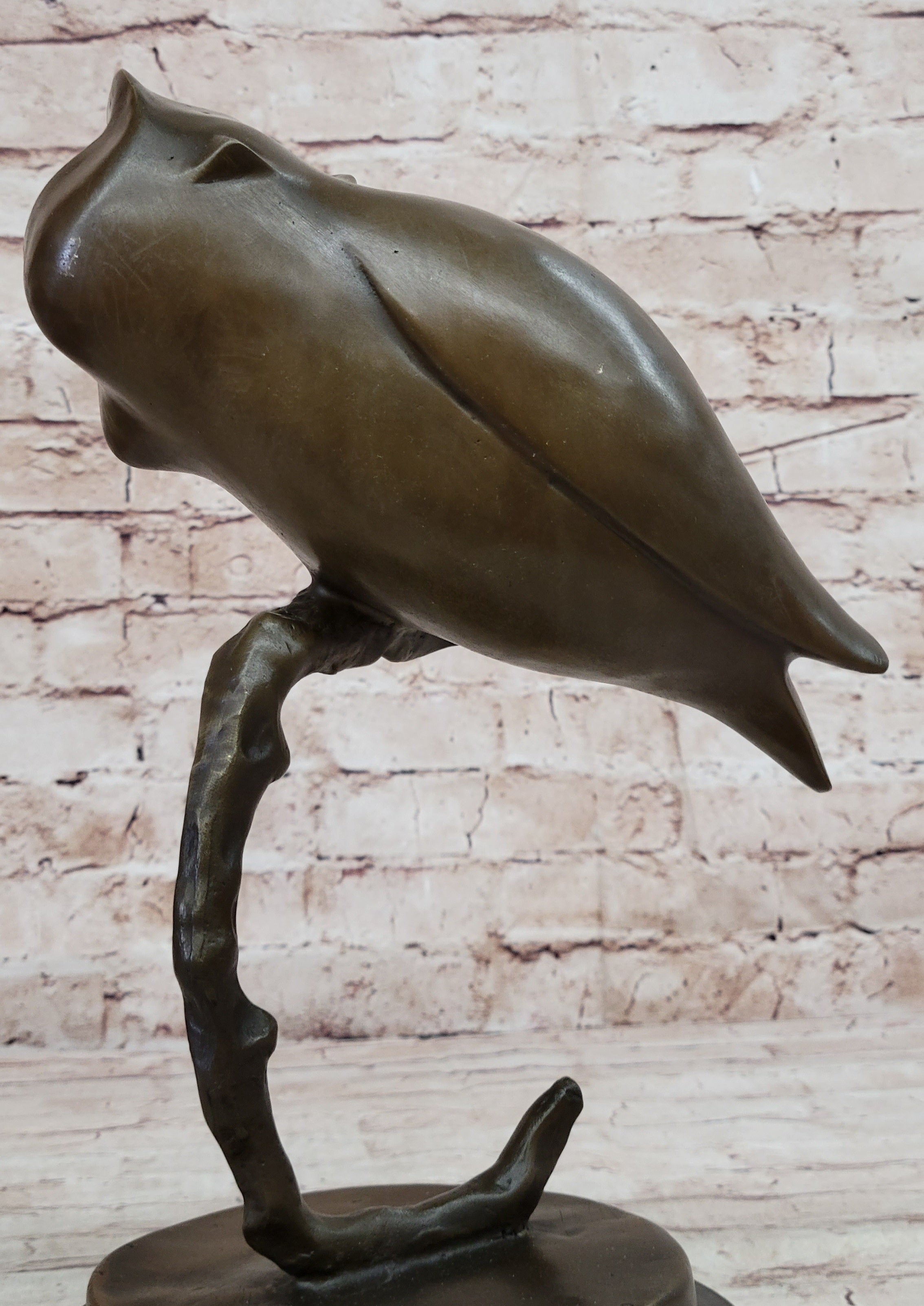 Signed Evan Stone Abstract Modern Art Owl Bronze Sculpture
