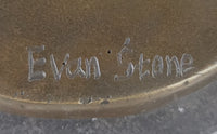 Signed Evan Stone Abstract Modern Art Owl Bronze Sculpture