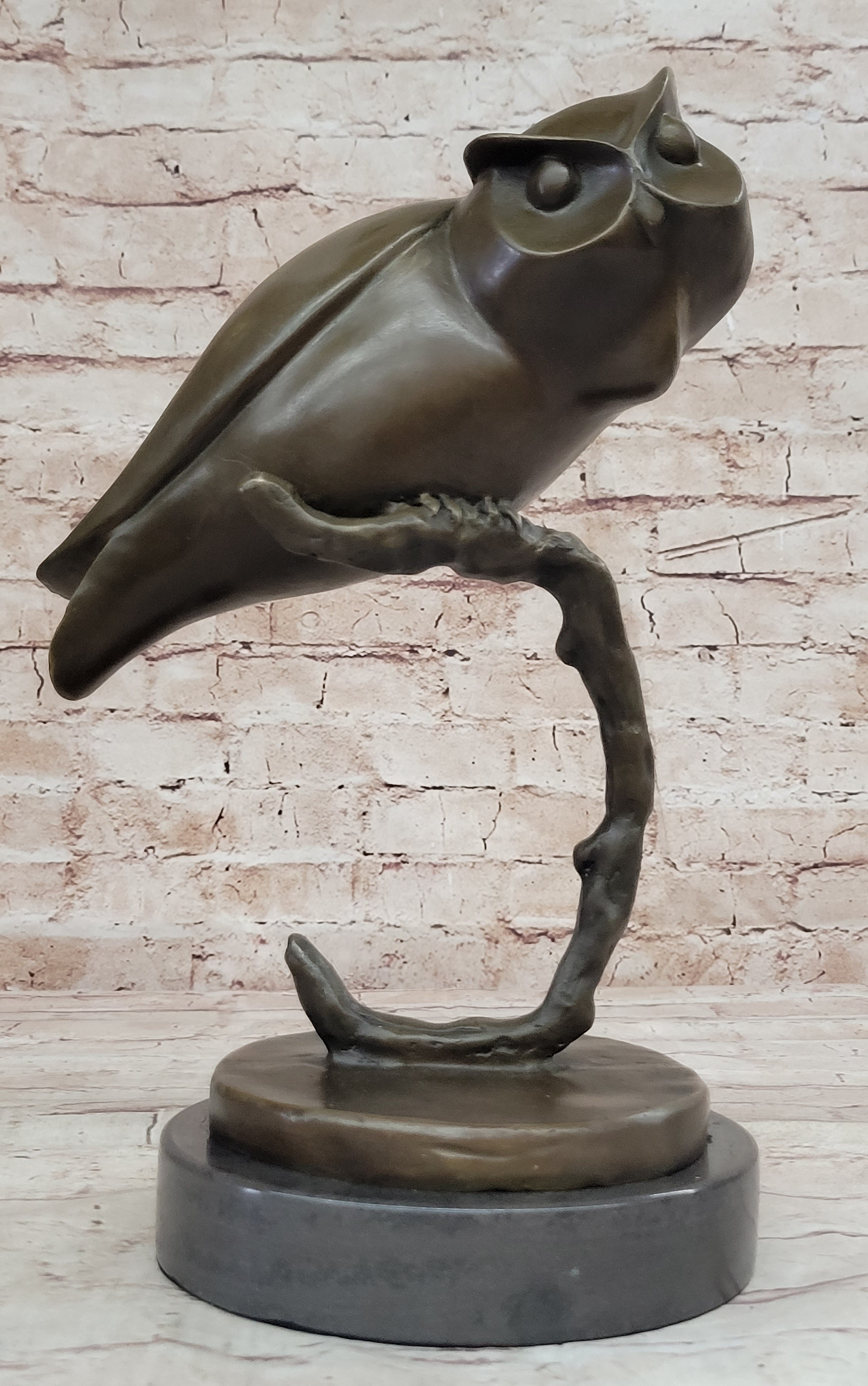 Signed Evan Stone Abstract Modern Art Owl Bronze Sculpture
