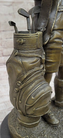 Signed Caddy Boy Golfer Bronze Sculpture Trophy Artwork