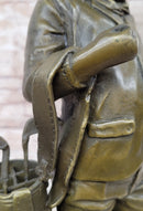 Signed Caddy Boy Golfer Bronze Sculpture Trophy Artwork