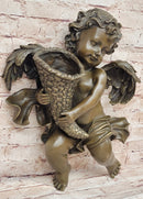 A.Moreau Baby Boy Angel Putti Wall Mount Bronze Sculpture
