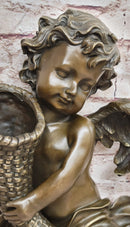 A.Moreau Baby Boy Angel Putti Wall Mount Bronze Sculpture