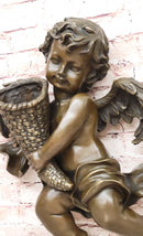 A.Moreau Baby Boy Angel Putti Wall Mount Bronze Sculpture