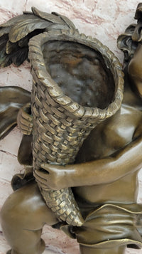 A.Moreau Baby Boy Angel Putti Wall Mount Bronze Sculpture