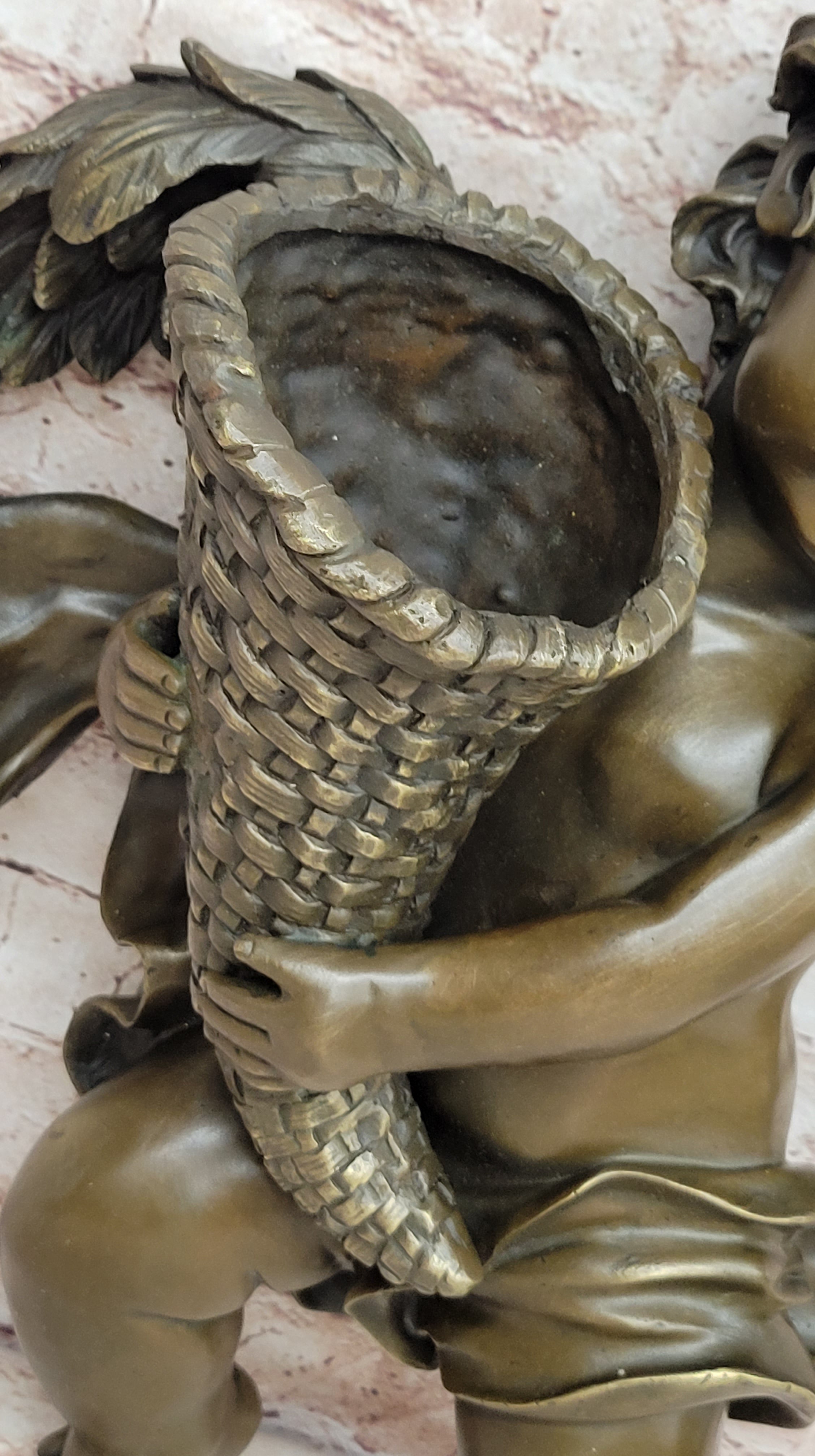 A.Moreau Baby Boy Angel Putti Wall Mount Bronze Sculpture