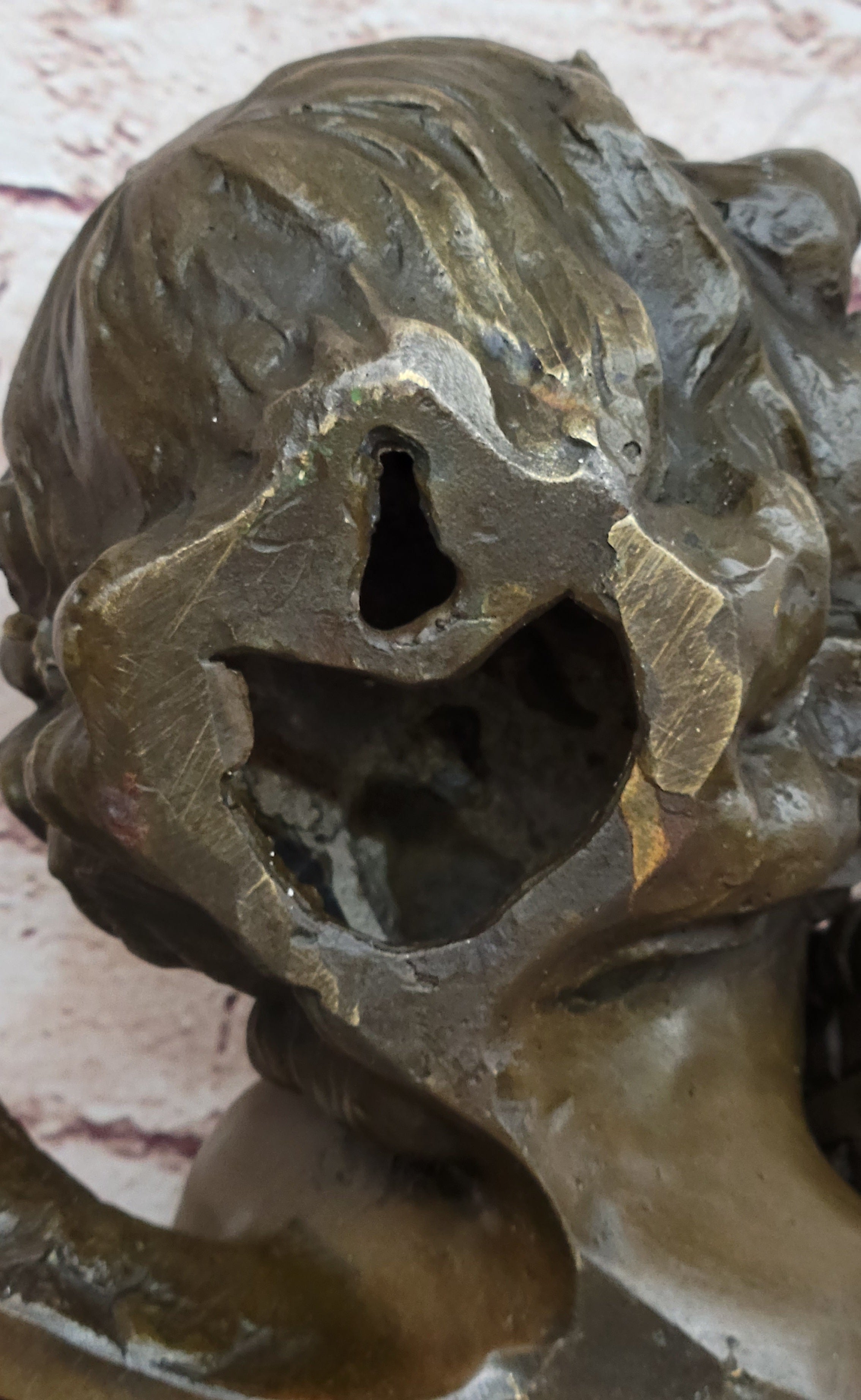 A.Moreau Baby Boy Angel Putti Wall Mount Bronze Sculpture