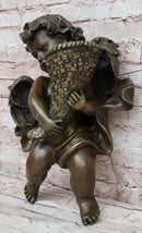 A.Moreau Baby Girl Angel Putti Wall Mount Bronze Sculpture