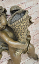 A.Moreau Baby Girl Angel Putti Wall Mount Bronze Sculpture
