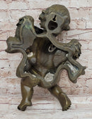 A.Moreau Baby Girl Angel Putti Wall Mount Bronze Sculpture