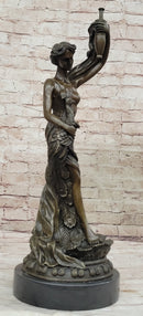 Semi Nude Venus Holding a Peacock Genuine Bronze Sculpture by Moreau