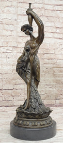 Semi Nude Venus Holding a Peacock Genuine Bronze Sculpture by Moreau