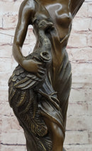 Semi Nude Venus Holding a Peacock Genuine Bronze Sculpture by Moreau