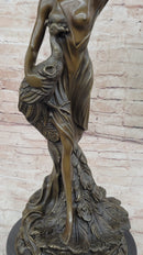 Semi Nude Venus Holding a Peacock Genuine Bronze Sculpture by Moreau
