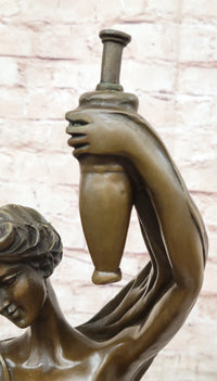Semi Nude Venus Holding a Peacock Genuine Bronze Sculpture by Moreau