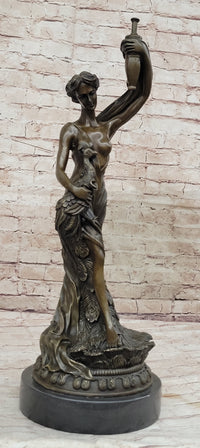 Semi Nude Venus Holding a Peacock Genuine Bronze Sculpture by Moreau